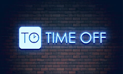 Time Off Blue Neon Sign