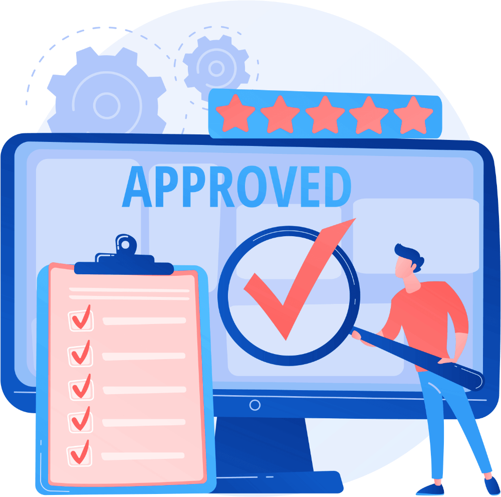 Computer with Checklist and Approved Checkmark Electronic Time Off Request and Approval