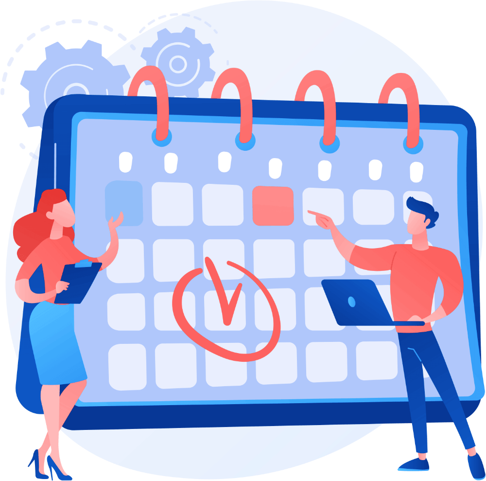 Calendar with People Discussing Time Off calendar for all employees