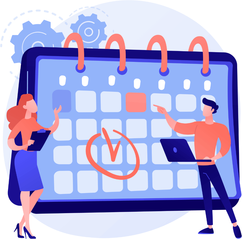 Transparent people viewing calendar