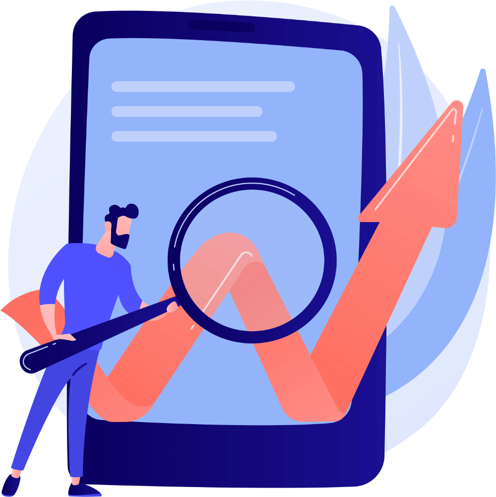 Transparent person viewing graph Transparent person viewing graph